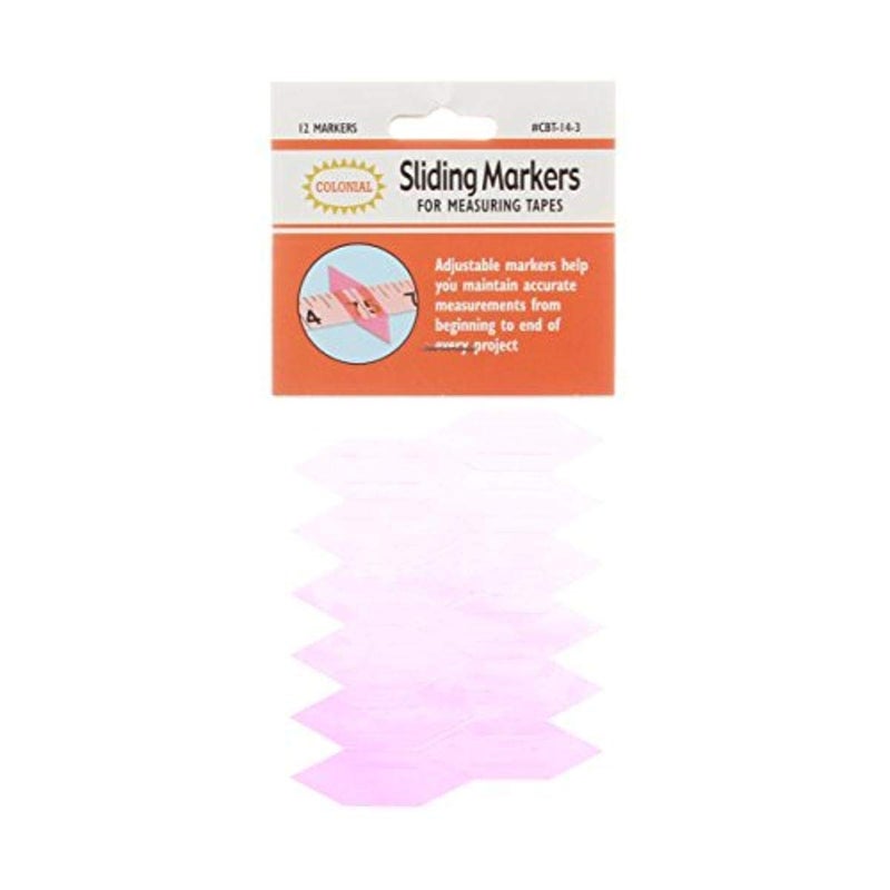 Colonial Needle CBT-14-3 Sliding Markers for Measuring Tapes-12/Pkg, Pink